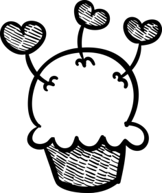 Muffin With Hearts Outline Icon Svg Set, Free Vectors File